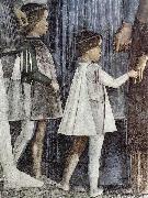Freskenzyklus in der Camera degli Sposi im Palazzo Ducale in Mantua, Szene: Zusammentreffen von Herzog Ludovico Gonzaga mit Kardinal Francesco Gonzaga Andrea Mantegna